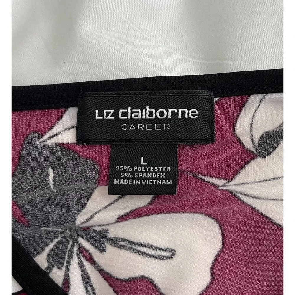 Liz Claiborne‎ Steampunk Career Floral Blouse Top Long Sleeve Maroon Large New